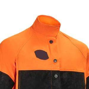 Veste de soudage ignifuge orange et noire à manches longues, résistante à la chaleur 300°C 500°C, vêtement de sécurité niveau B, coupe régulière, avec pack respirateur - Product Image 4