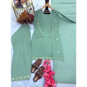Conjunto de traje de fiesta para mujer de diseñador Top elegante con parte inferior y Dupatta - Product Image 4