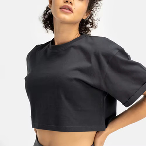 Nuevo Diseño, Camisetas Cortas de Cuello Redondo y Manga Corta para Mujer, Ajustadas, Deportivas, Casuales, Lisas, Personalizables, al por Mayor - Product Image 2