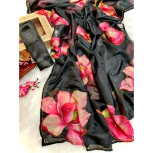 ชุดส่าหรีพิมพ์ลายดอกไม้ออกแบบสำหรับงานปาร์ตี้ชุดงานพรอมสุดหรู - Product Image 5