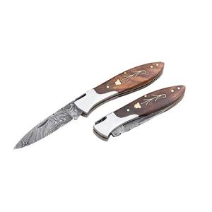 Cuchillo de Bolsillo Multifuncional Jexmoo de Acero de Damasco Hecho a Mano, Grado Industrial, OEM, Personalizado, de 7 Pulgadas, con Funda de Cuero, Garantía de 14 Días - Product Image 4