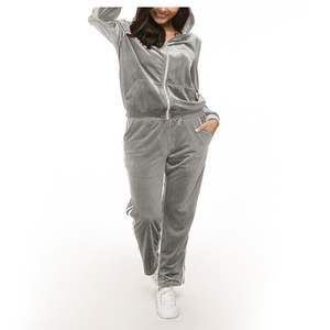 Custom Logo & Size Women's Winter <b>Tracksuit</b> Velvet Zip-Up Hoodie Breathable Lightweight Anti-Bacterial Outdoor Gym Wear - Product Image 1