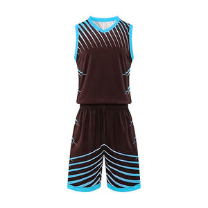 Ensemble d'uniformes de basketball pour adultes du Pakistan, imprimés par transfert thermique, respirants, anti-humidité, séchage rapide, maillots et shorts 100 % polyester - Product Image 5