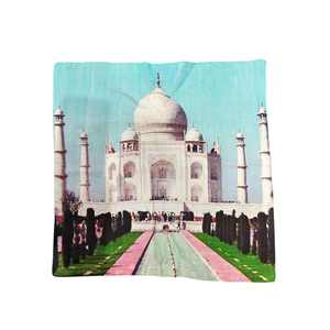 Decorative Taj Mahal Floral Print <b>Cushion</b> <b>Cover</b> with Machine Washable Pillow <b>Cover</b> for Modern Home Office and Cafe Decoration - Product Image 1