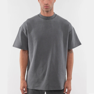 Latest 100% Cotton <b>Plain</b> Black <b>White</b> Classic Short Sleeved O-Neck Streetwear Winter Ringer Drop Shoulder Men's T-Shirt - Product Image 5