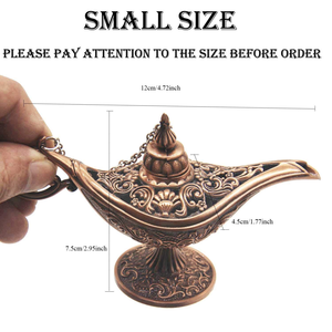 Lampe à huile Aladdin en laiton avec finition antique, lampe décorative du Genie pour la décoration intérieure de la maison, collection culturelle, mariage - Product Image 3