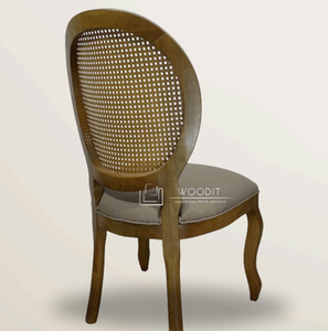 Silla de Comedor Moderna 2026, Fabricada 100% con Madera Natural, con Respaldo de Ratán y Cojín de Tela Suave - Product Image 4