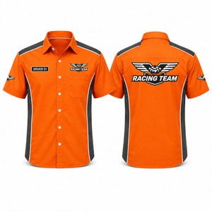 Camisa de Equipo de Carreras Personalizada, Uniforme de Mecánico, Ropa de Trabajo con Botones, Camisa de Manga Corta para Eventos de Carreras - Product Image 1