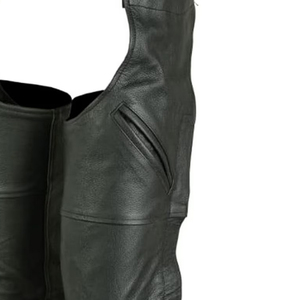 Guêtres de moto en cuir pour hommes, protection intégrale des jambes, sangles réglables, fermetures éclair latérales et style classique - Product Image 2