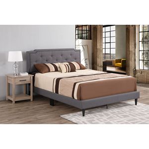 Elegante Letto Matrimoniale Casual in Grigio, Prodotto Imbottito Confortevole - Product Image 1