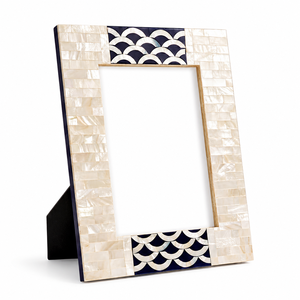 Marco de Fotos con Incrustaciones de Madreperla, Patrón de Ondas de Resina, Hecho a Mano, Rectangular, Decoración para Mesa, para Regalo - Product Image 1