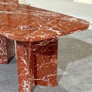 Luxury Style Customized Natural <b>Rectangle</b> Top French Red Marble Modern Durable <b>Coffee</b> <b>Table</b> Furniture for Villa - Product Image 4