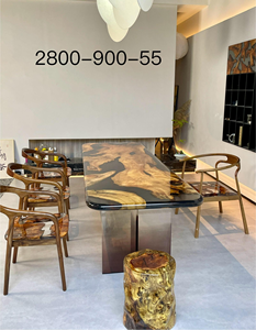 Moderno y Exquisito Juego de Mesa de Comedor con Temática de Río, Muebles de Resina con Diseño Epóxico para Cocina, Hotel o Apartamento - Product Image 1