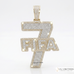 Pendentif personnalisé en moissanite, or 18 carats, pendentif <span class=keywords><strong>FIFA</strong></span> <span class=keywords><strong>7</strong></span> en moissanite, charme hip hop pour homme, pendentif hip hop en moissanite - Product Image 4