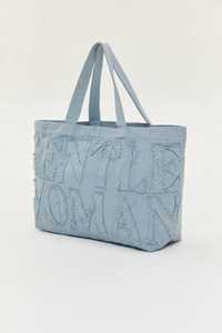 กระเป๋าโท้ทผ้าเดนิมแฟชั่นทันสมัยพร้อมช่องด้านหน้า กระเป๋าโท้ทสะพายไหล่ผ้าแคนวาสสีน้ำเงินสำหรับใช้ช้อปปิ้งประจำวัน ไปเที่ยวชายหาด - Product Image 5