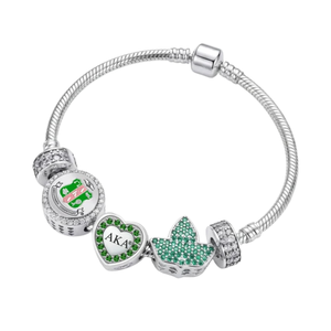   Pulsera con dijes para mujer, elegante, color rosa y verde, joyería de moda, accesorio de muñeca con estilo, regalo premium - Product Image 1
