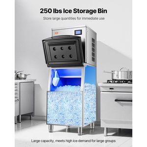 Cucina commerciale acciaio fabbricazione 250lbs capacità in acciaio inox contenitore di stoccaggio del ghiaccio con produttore di ghiaccio commerciale - Product Image 2