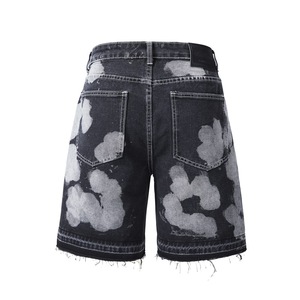 Pantalones Cortos de Jean de Algodón para Hombre, de Cintura Alta, Tie Dye, Pierna Recta, Lavado a la Piedra, con Bajo Desgarrado, Estilo Casual de Verano - Product Image 2