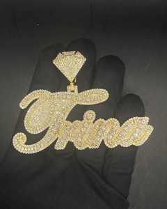 Rose Gold Hip Hop Trendy Iced Out Moissanite Pendant Necklace Personalized Cursive <b>Name</b> on a Link <b>Chain</b> with Zircon Bell Shape - Product Image 3