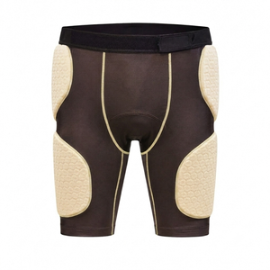 Shorts de compression rembourrés crème pour adultes, football américain, polyester, équipement sportif, protection contre les impacts, respirant, athlétique - Product Image 1