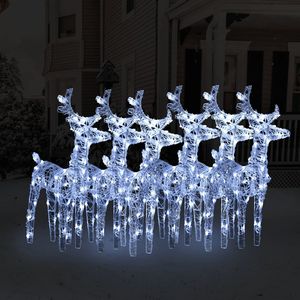 Ensemble d'éclairage décoratif de renne de Noël 6 pièces 240 LED en acrylique blanc froid - Product Image 1
