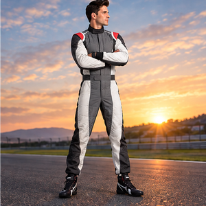 Men's Full Sleeve Motorcycle Racing Suit Gray White Red Blocked Polyester/Nylon Quick Dry <b>Waterproof</b> Breathable <b>All</b> Seasons - Product Image 2