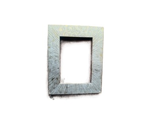 กรอบรูปโลหะทรงสี่เหลี่ยมผืนผ้า สีฟ้าเทา ลายเส้นเรืองแสง - Product Image 1