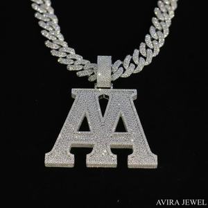 Pendentif unisexe certifié en moissanite glacée, motif étoile et cercle, en argent sterling 925 massif plaqué or, style hip-hop - Product Image 5