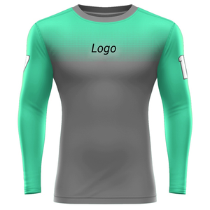 Camiseta de Compresión de Manga Larga para Hombre, Degradado Verde Lima y Gris, Cuello Redondo, Corte Ajustado, Capa Base Deportiva - Product Image 3