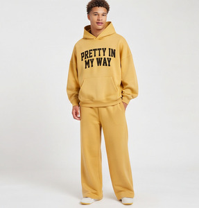 <b>Men's</b> Oversize Print Tracksuit Loose Fit Cotton Two Piece Sweat Hoodie And Sweat Wide Leg Pants Set Custom <b>Men</b> <b>Baggy</b> <b>Jogger</b> Set - Product Image 2