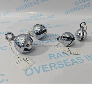 Decorative Polished Brass Silver-Plated Modern Jingle Bells Hanging Bell Set 4 Pcs Festive Christmas <b>Home</b> Door Wall Craft - Product Image 6