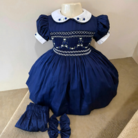 Robe de bal d'été pour fille, style anglais, brodée main, bleu roi, collection britannique royale, motif floral personnalisé, modèle héritage