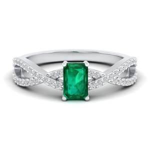 Anillos de compromiso de oro macizo de 14k con moissanita VVS de REYES a precio mayorista para mujer, corte esmeralda, anillo con piedra preciosa de 0.5 quilates - Product Image 1