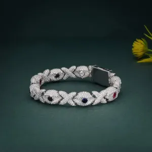 Luxury 18K <b>Solid</b> <b>Gold</b> Diamond Chain Bracelet Round Brilliant Cut Pavé Setting Geometric Unisex Everyday Wear - Product Image 2