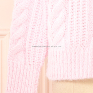 2026 New Arrival Women's Retro Cable Knit <b>Cardigan</b> Solid Color O-Neck Long Sleeve <b>Wool</b>/Acrylic Breathable for Casual Winter Wear - Product Image 2