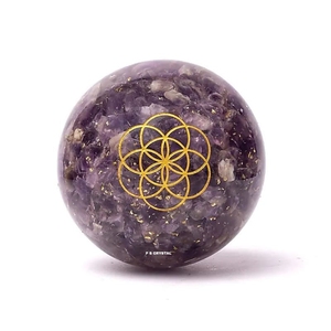 Esfera de Orgón de Amatista, Bola de Piedra Preciosa Hecha a Mano, Portátil, Metafísica, Compra al por Mayor F S CRYSTAL de Gujarat, India - Product Image 1
