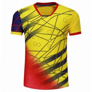 T-shirt de badminton pour homme, bleu, manches courtes, col rond, anti-transpiration, coupe classique, toutes saisons, polyester, couleur unie, haut de sport - Product Image 2