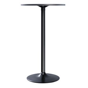 Tavolo da Pranzo Rotondo con Piano in MDF Nero, Gambe e Base Nere, Stile Tavolo da Pub - Product Image 4