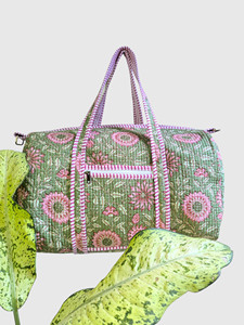 Bolsa de Viaje de Corduroy con Estampado de Palmeras Verdes, Bolsa de Lona de Gran Capacidad, Bolsa de Mano de Algodón - Product Image 4
