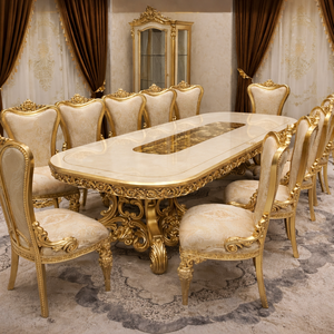 Muebles de Comedor Clásicos de Lujo Maharani con Consola y Vitrina, Juego de Comedor de Diseño de Lujo para 8 Personas, Muebles Confortables - Product Image 5