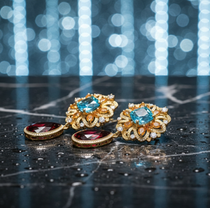 Colorful Multi Stone Multi Size Earring 925 <b>Sterling</b> <b>Silver</b> 18K Gold Plated with CZ 5 Inch Earrings Earrings Everyday Wear - Product Image 1
