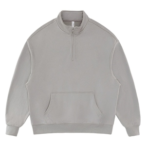 Wholesale Solid <b>Half</b> <b>Zip</b> Stand Collar <b>Sweatshirt</b> Loose Drop Shoulder <b>Men's</b> Hoodies & <b>Sweatshirts</b> - Product Image 2