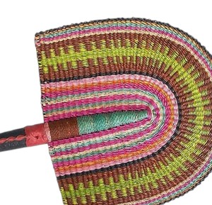 Handmade multi color woven seagrass <b>fan</b> eco friendly <b>hand</b> <b>held</b> cooling <b>fan</b> ethnic patterned summer cooling decoration wedding pr - Product Image 4