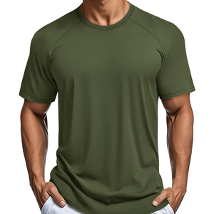 T-shirts de sport pour hommes respirants, à séchage rapide, écologiques, taille personnalisée, col rond, coupe classique, t-shirts de sport décontractés, couleur unie, polyester - Product Image 1