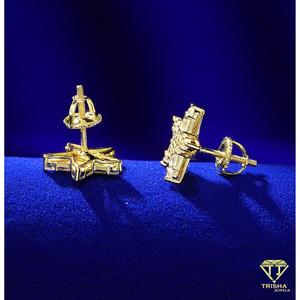 Boucles d'oreilles élégantes en forme d'étoile avec diamants Moissanite, en argent sterling 925, bijoux de luxe intemporels pour femmes - Product Image 4