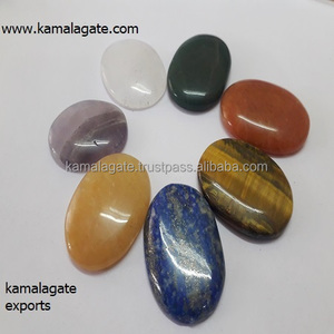 Natural Gemstone Oval Through-Carved Worry Stone <b>Chakra</b> <b>Set</b> Reiki <b>Crystal</b> Pocket Tumble Stones Semi-Precious Stone Crafts Mascot - Product Image 3