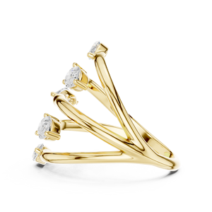 Yellow Gold Marquise Cut Lab Grown Diamond Open Wrap <b>Ring</b> <b>Adjustable</b> Statement Fine Jewelry for Women Gift - Product Image 3