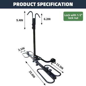 Porte-vélos robuste à fixer sur attelage, capacité 2 vélos, pliable, en acier, pour camion et attelage standard de 2 pouces - Product Image 4