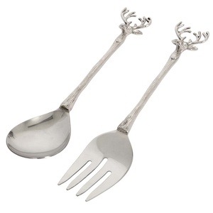 Poignée polie en or avec un design unique Couverts à dessert Serveurs en or Ensemble de cuillères de service en acier inoxydable - Product Image 4