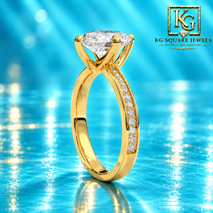 Bague solitaire en or jaune ovale avec diamant de laboratoire certifié IGI, pureté VVS, pour femme - Product Image 2